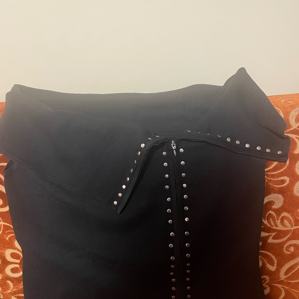 Stud-Trim Off-Shoulder Black Women's Top